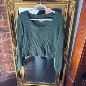 Hollister Forest Green V-Neck Sweater